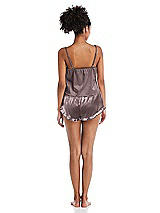 Rear View Thumbnail - French Truffle Satin Ruffle-Trimmed Lounge Shorts with Pockets - Cali