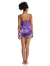Rear View Thumbnail - Pansy Satin Ruffle-Trimmed Lounge Shorts with Pockets - Cali