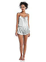 Front View Thumbnail - Sterling Satin Ruffle-Trimmed Lounge Shorts with Pockets - Cali