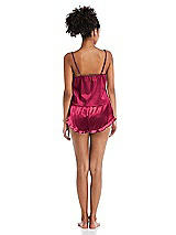 Rear View Thumbnail - Valentine Satin Ruffle-Trimmed Lounge Shorts with Pockets - Cali