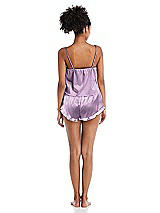 Rear View Thumbnail - Wood Violet Satin Ruffle-Trimmed Lounge Shorts with Pockets - Cali