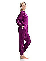 Side View Thumbnail - Persian Plum Satin Joggers with Pockets - Mica