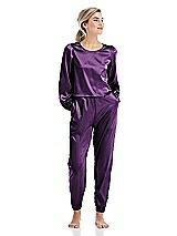 Front View Thumbnail - African Violet Satin Joggers with Pockets - Mica
