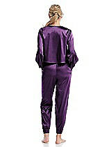 Rear View Thumbnail - African Violet Satin Joggers with Pockets - Mica
