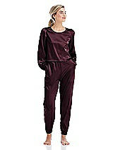 Front View Thumbnail - Bordeaux Satin Joggers with Pockets - Mica