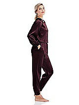 Side View Thumbnail - Bordeaux Satin Joggers with Pockets - Mica