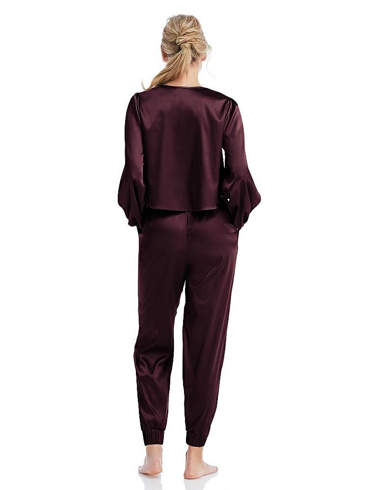 Back View - Bordeaux Satin Joggers with Pockets - Mica