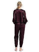 Rear View Thumbnail - Bordeaux Satin Joggers with Pockets - Mica