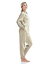 Side View Thumbnail - Champagne Satin Joggers with Pockets - Mica
