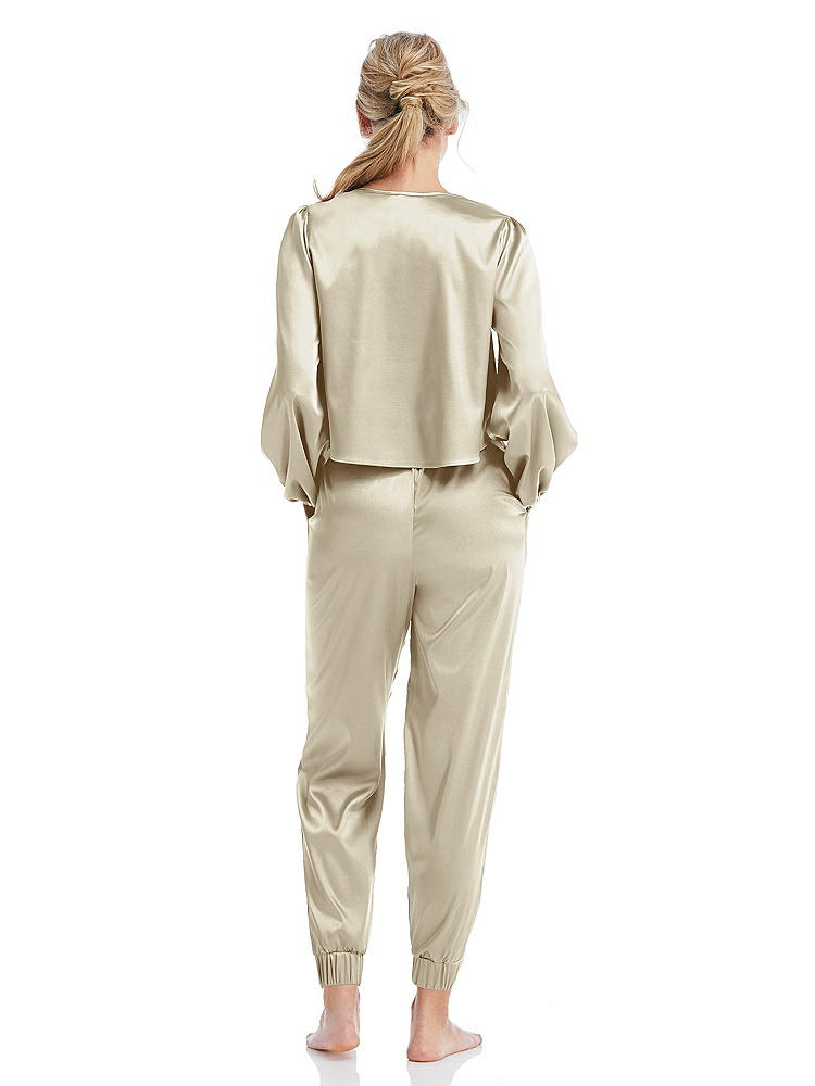 Back View - Champagne Satin Joggers with Pockets - Mica