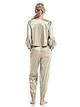 Rear View Thumbnail - Champagne Satin Joggers with Pockets - Mica