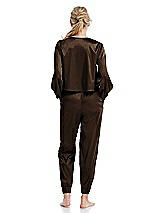 Rear View Thumbnail - Espresso Satin Joggers with Pockets - Mica