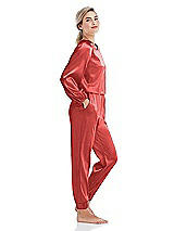 Side View Thumbnail - Perfect Coral Satin Joggers with Pockets - Mica