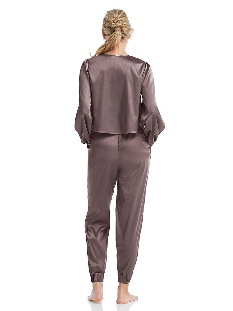 Back View - French Truffle Satin Joggers with Pockets - Mica