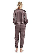 Rear View Thumbnail - French Truffle Satin Joggers with Pockets - Mica