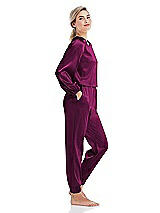 Side View Thumbnail - Merlot Satin Joggers with Pockets - Mica