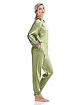 Side View Thumbnail - Mint Satin Joggers with Pockets - Mica
