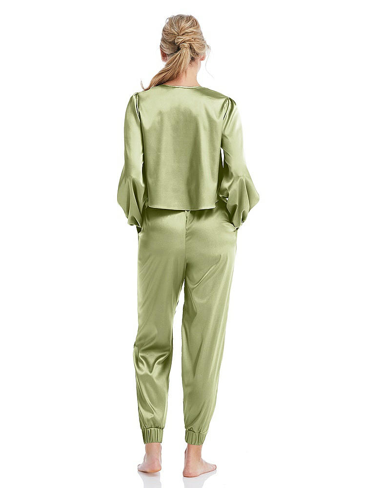 Back View - Mint Satin Joggers with Pockets - Mica