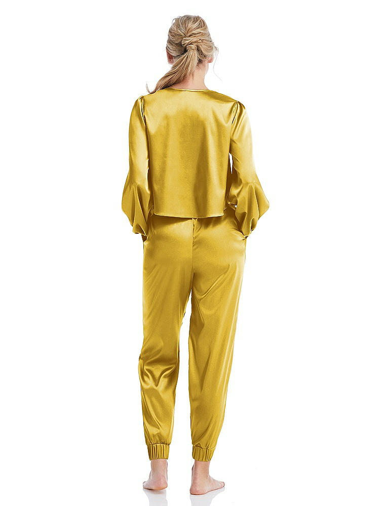 Back View - Marigold Satin Joggers with Pockets - Mica