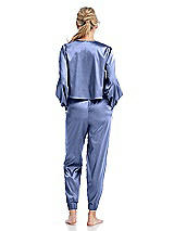 Rear View Thumbnail - Periwinkle - PANTONE Serenity Satin Joggers with Pockets - Mica