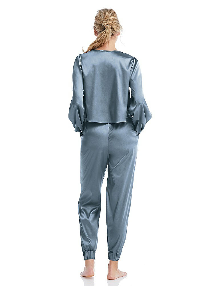 Back View - Slate Satin Joggers with Pockets - Mica