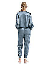 Rear View Thumbnail - Slate Satin Joggers with Pockets - Mica