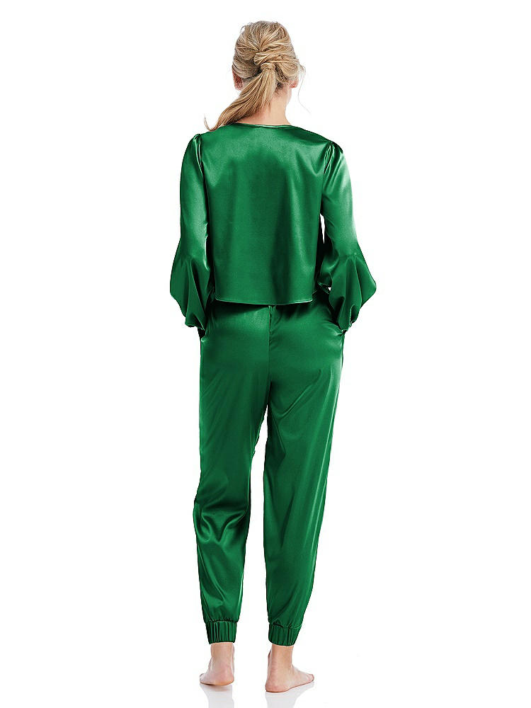 Back View - Shamrock Satin Joggers with Pockets - Mica