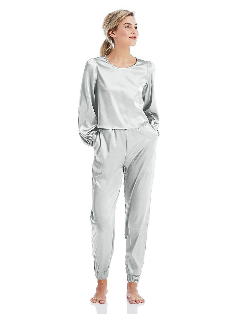 Front View - Sterling Satin Joggers with Pockets - Mica