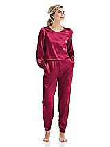 Front View Thumbnail - Valentine Satin Joggers with Pockets - Mica