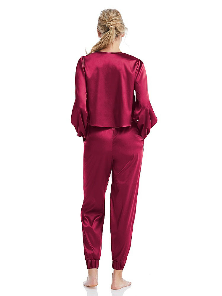 Back View - Valentine Satin Joggers with Pockets - Mica