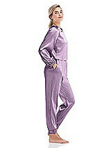 Side View Thumbnail - Wood Violet Satin Joggers with Pockets - Mica