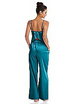 Rear View Thumbnail - Oasis Satin Wide-Leg Lounge Pants with Pockets - Ray