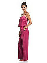 Side View Thumbnail - Shocking Satin Wide-Leg Lounge Pants with Pockets - Ray