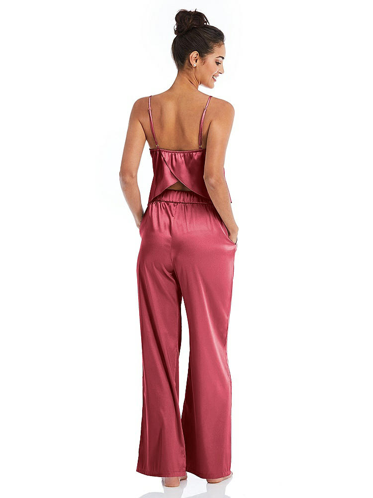 Back View - Nectar Satin Wide-Leg Lounge Pants with Pockets - Ray