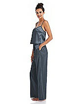 Side View Thumbnail - Silverstone Satin Wide-Leg Lounge Pants with Pockets - Ray
