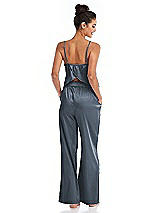 Rear View Thumbnail - Silverstone Satin Wide-Leg Lounge Pants with Pockets - Ray