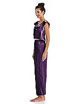 Side View Thumbnail - African Violet Satin Ankle Wide-Leg Lounge Pants - Vic