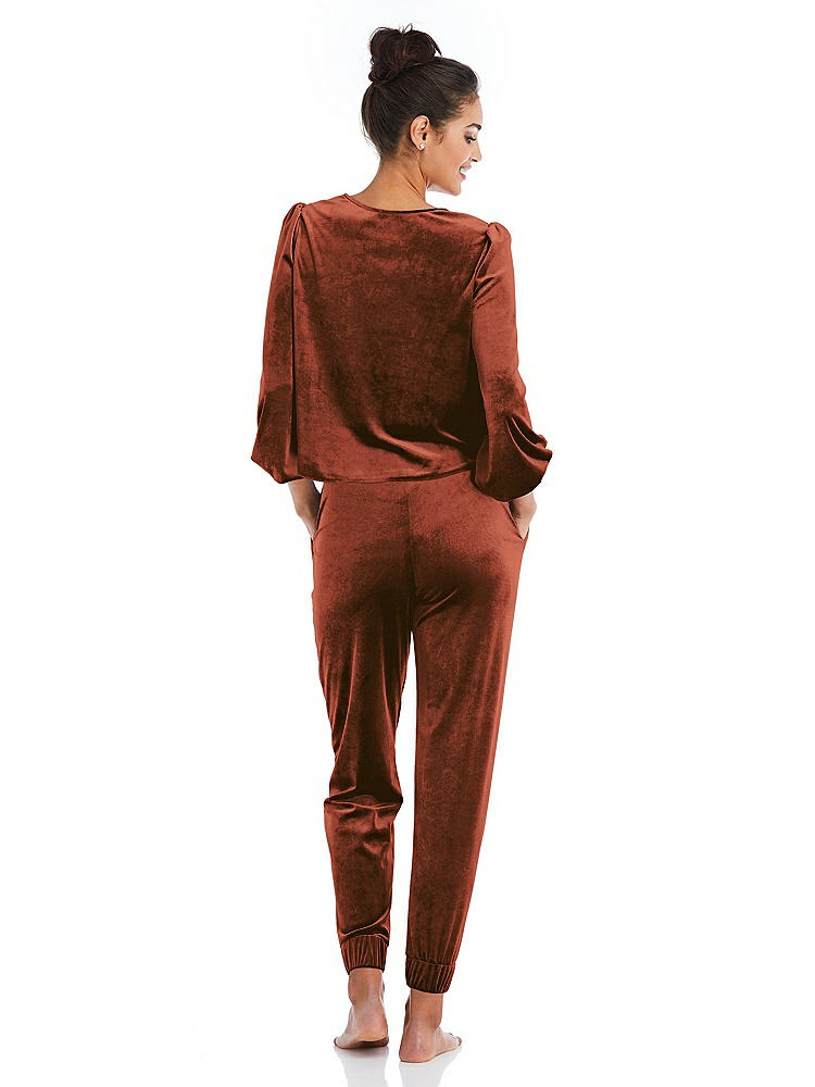 Back View - Auburn Moon Velvet Joggers with Pockets - May