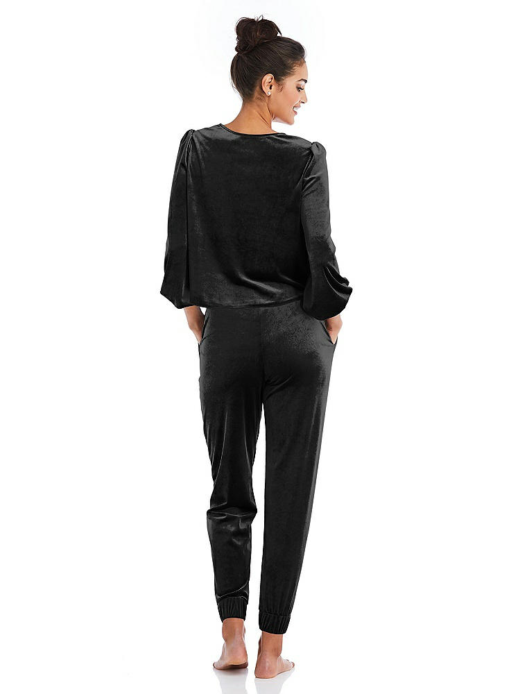 Back View - Black Velvet Joggers with Pockets - May