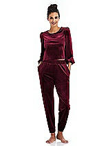 Front View Thumbnail - Cabernet Velvet Joggers with Pockets - May