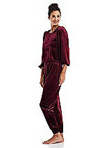 Side View Thumbnail - Cabernet Velvet Joggers with Pockets - May
