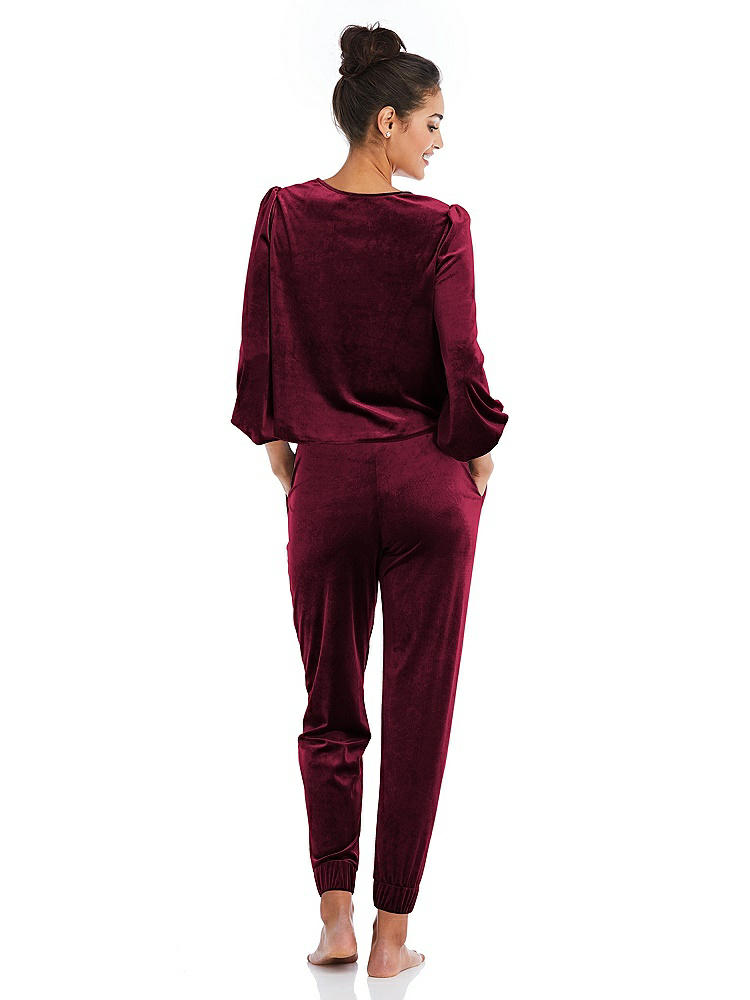 Back View - Cabernet Velvet Joggers with Pockets - May