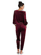 Rear View Thumbnail - Cabernet Velvet Joggers with Pockets - May