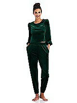 Front View Thumbnail - Evergreen Velvet Joggers with Pockets - May