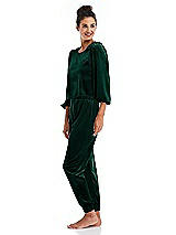 Side View Thumbnail - Evergreen Velvet Joggers with Pockets - May