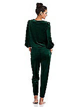 Rear View Thumbnail - Evergreen Velvet Joggers with Pockets - May