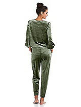 Rear View Thumbnail - Sage Velvet Joggers with Pockets - May