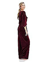Side View Thumbnail - Cabernet Velvet Lounge Pants with Pockets - Cleo