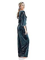 Side View Thumbnail - Dutch Blue Velvet Lounge Pants with Pockets - Cleo