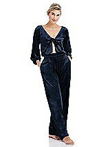 Front View Thumbnail - Midnight Navy Velvet Lounge Pants with Pockets - Cleo